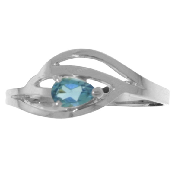14K. SOLID GOLD RING WITH NATURAL BLUE TOPAZ - Picture 2 of 5